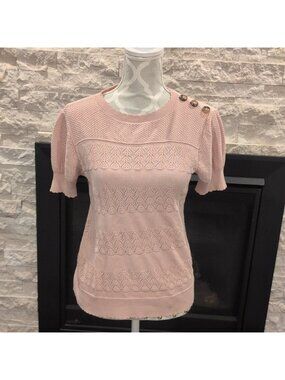 Kaily K Blush Pink Knit Short Sleeve Sweater